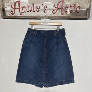 Tommy Hilfiger Denim Jean Skirt Long Modest Dark Wash A-line Women's Size 8